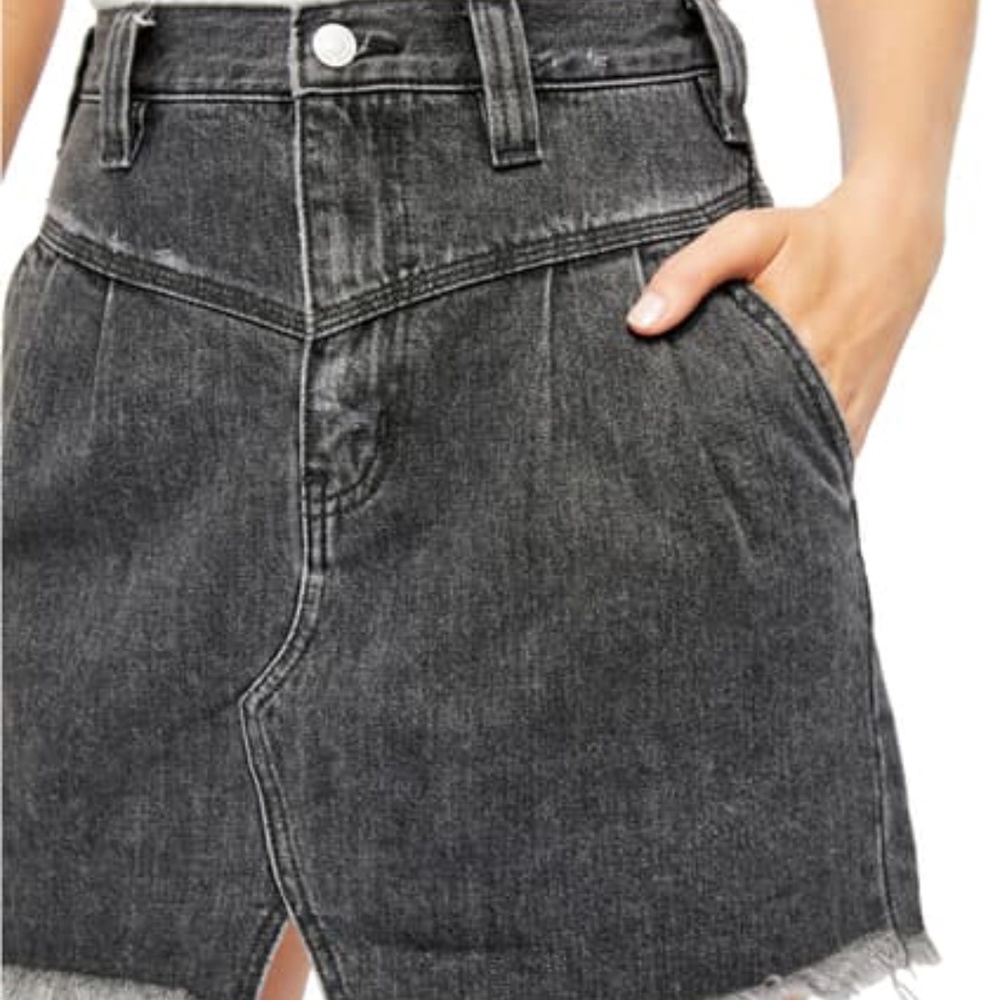 Free People | Side Car Denim Mini Skirt Black - Picture 4 of 9